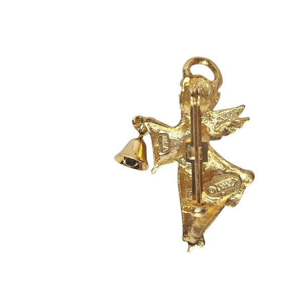 Vintage Robyn Rush Gold Tone Angel Bell Pin Brooch - Picture 2 of 3